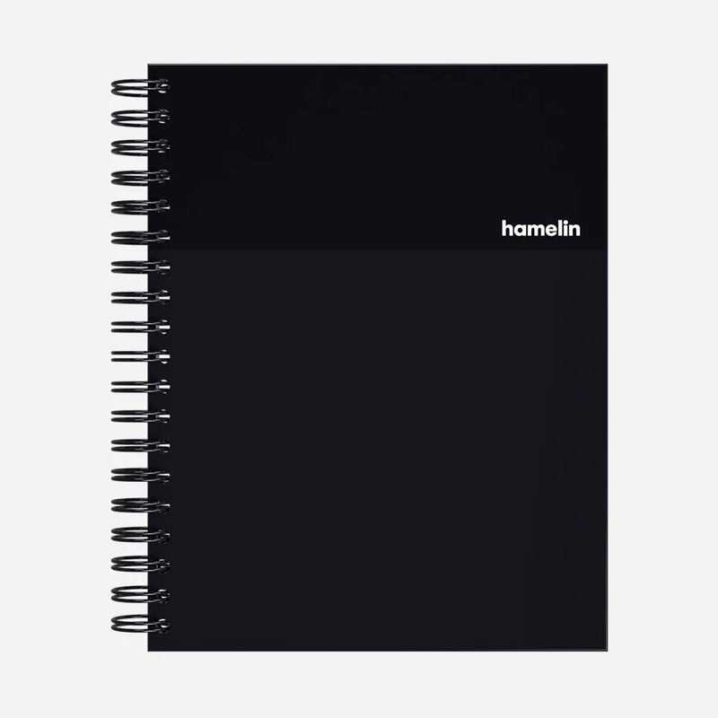 Hamelin, Spiral Notebook, 8x10in, College Ruled, Hardcover, 75 shts/150 Pgs, 1 Subject Notebook, MIDNIGHT Black - Image 1